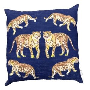 Tiger ON THE PROWL MIDNIGHT Decorative Throw Pillow 19" Twill Like Woven